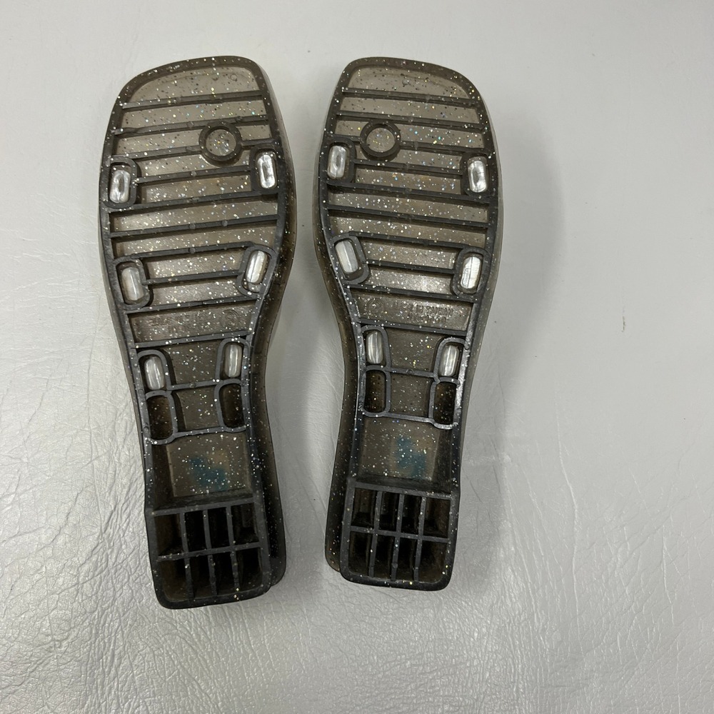 Womens Chunky Jelly Slide Sandals 8 Black Beaded Glitter Y2K Retro Statement - Picture 8 of 9